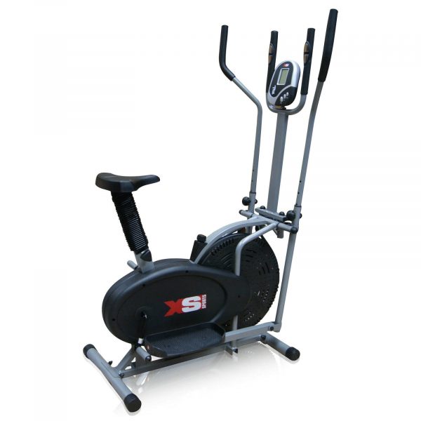 EXERCISE BIKE + ELLIPTICAL CROSS TRAINER - 2IN1- CARDIO FITNESS WORKOUT MACHINE