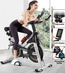 Grey Exercise Bike Home Gym Bicycle Cycling Cardio Fitness machines