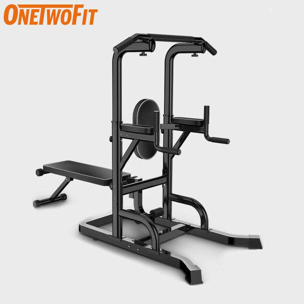Power Tower Dip Station Sit/Pull/Press Folding Chin Up Bench Bar Home Fitness