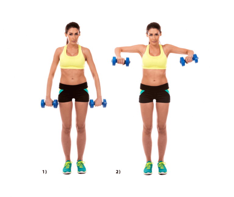French Shoulder exercises with dumbbells
