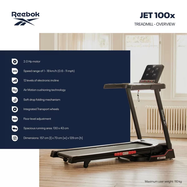 Reebok Jet 100x Folding Treadmill - Image 5